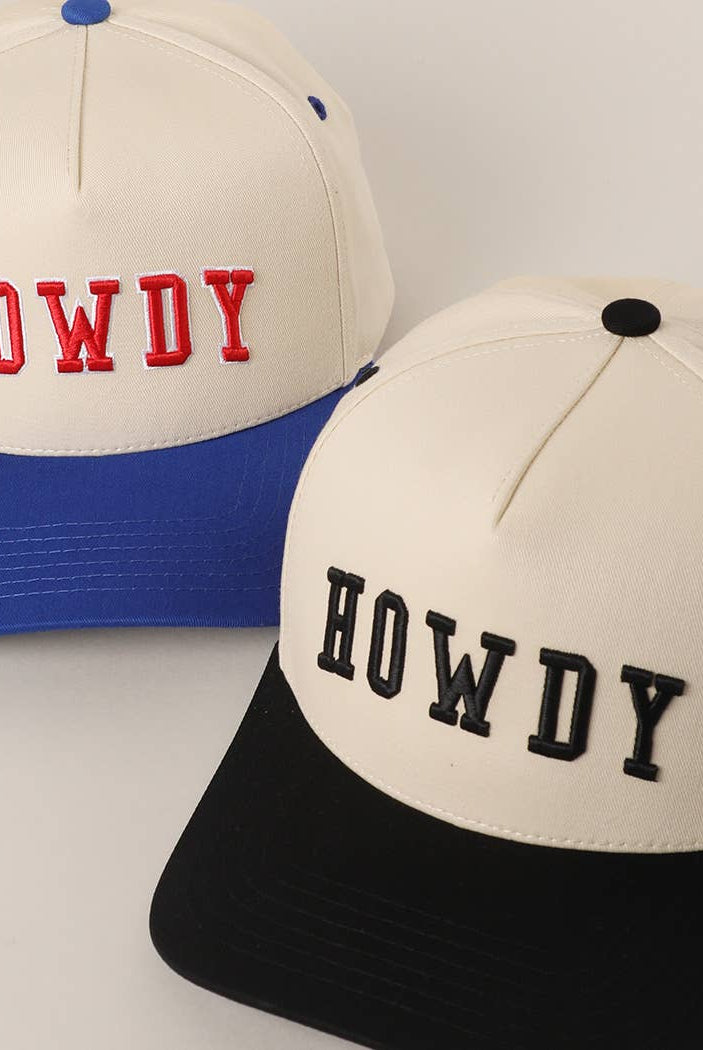 HOWDY 3D Letter Embroidered Two-Tone Trucker Hat-Hats-Fashion City-Stuffology - Where Vintage Meets Modern, A Boutique for Real Women in Crosbyton, TX