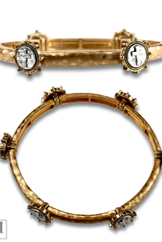 Antique look cross cuff bracelet-Bracelets-Pink Panache Brands-Stuffology - Where Vintage Meets Modern, A Boutique for Real Women in Crosbyton, TX