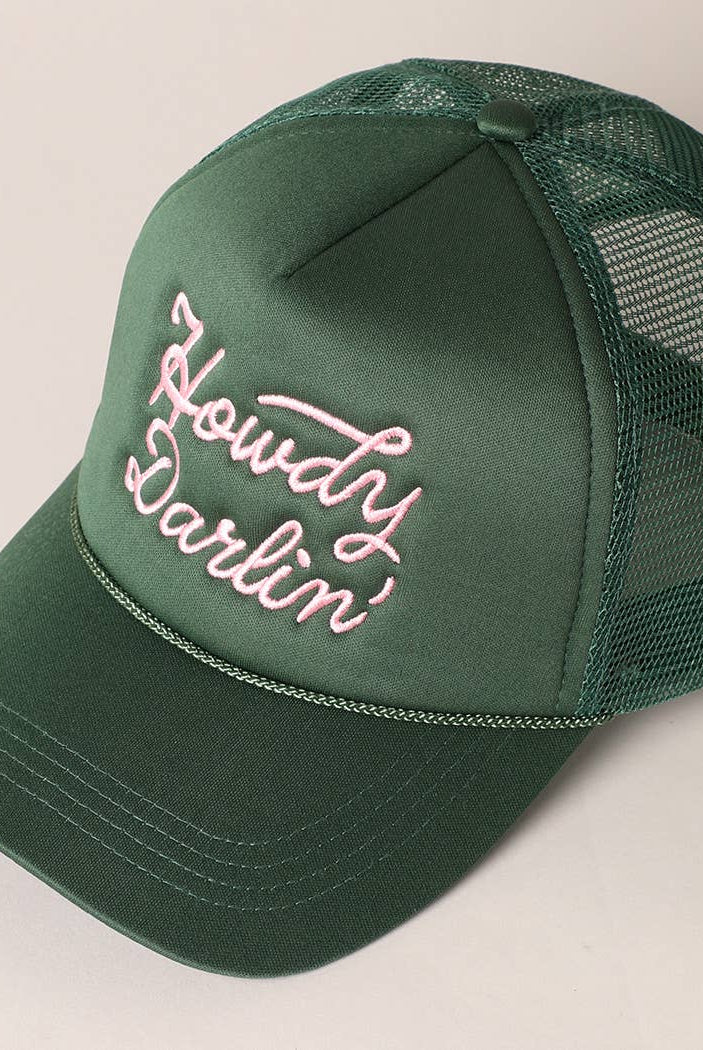 Howdy Darlin' Embroidered Mesh Back Trucker Cap | Stuffology Boutique-Hats-Fashion City-Stuffology - Where Vintage Meets Modern, A Boutique for Real Women in Crosbyton, TX