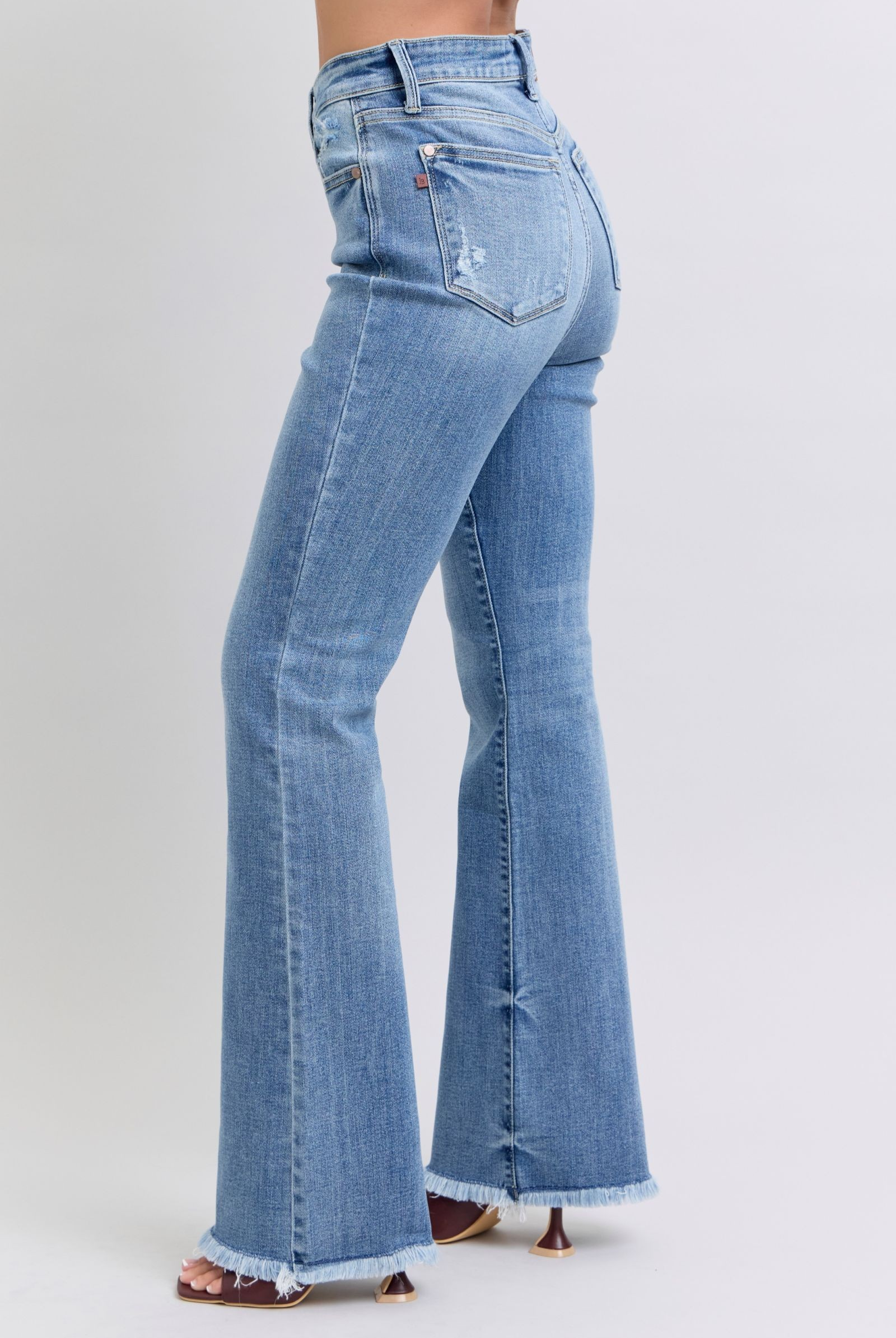Judy Blue High Waist Boot Cut with Fray Hem-Jeans-Judy Blue-Stuffology - Where Vintage Meets Modern, A Boutique for Real Women in Crosbyton, TX