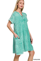 V-neck Gauze Dress-Dresses-Zenana-Stuffology - Where Vintage Meets Modern, A Boutique for Real Women in Crosbyton, TX