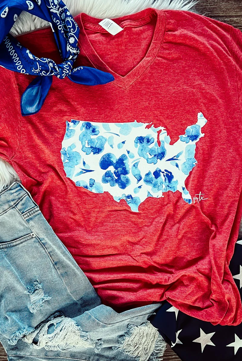 Bloomin America Graphic Tee-Graphic Tees-Prickly Pear TX-Stuffology - Where Vintage Meets Modern, A Boutique for Real Women in Crosbyton, TX