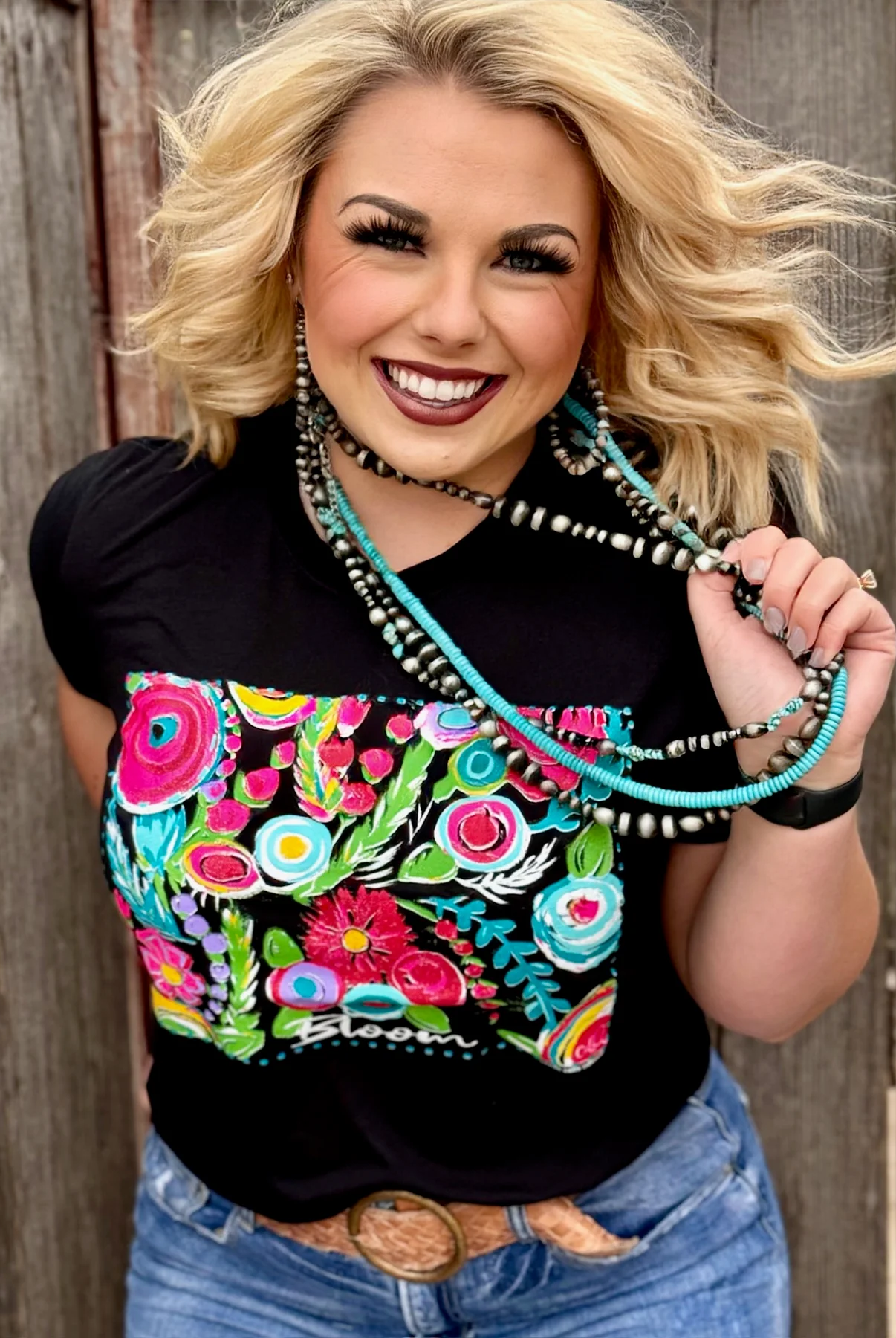 Gorgeous Bloom Graphic Tee!! Boho Style!! - Stuffology Boutique-Graphic Tees-Texas True Threads-Stuffology - Where Vintage Meets Modern, A Boutique for Real Women in Crosbyton, TX