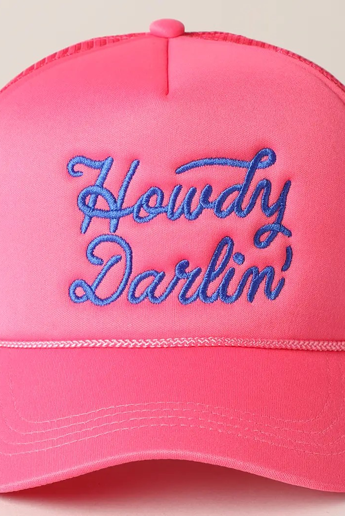 Howdy Darlin' Embroidered Mesh Back Trucker Cap | Stuffology Boutique-Hats-Fashion City-Stuffology - Where Vintage Meets Modern, A Boutique for Real Women in Crosbyton, TX