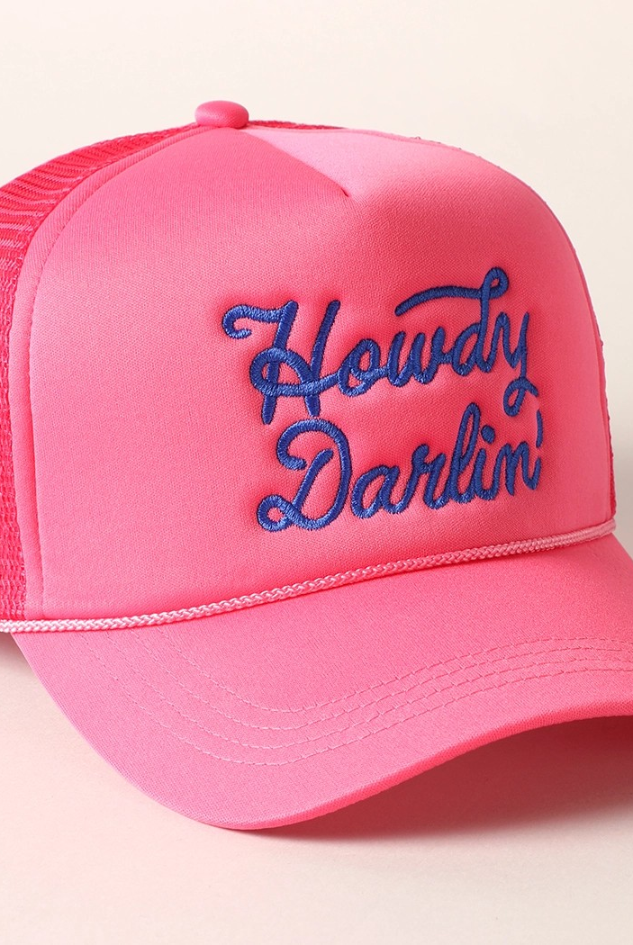 Howdy Darlin' Embroidered Mesh Back Trucker Cap | Stuffology Boutique-Hats-Fashion City-Stuffology - Where Vintage Meets Modern, A Boutique for Real Women in Crosbyton, TX