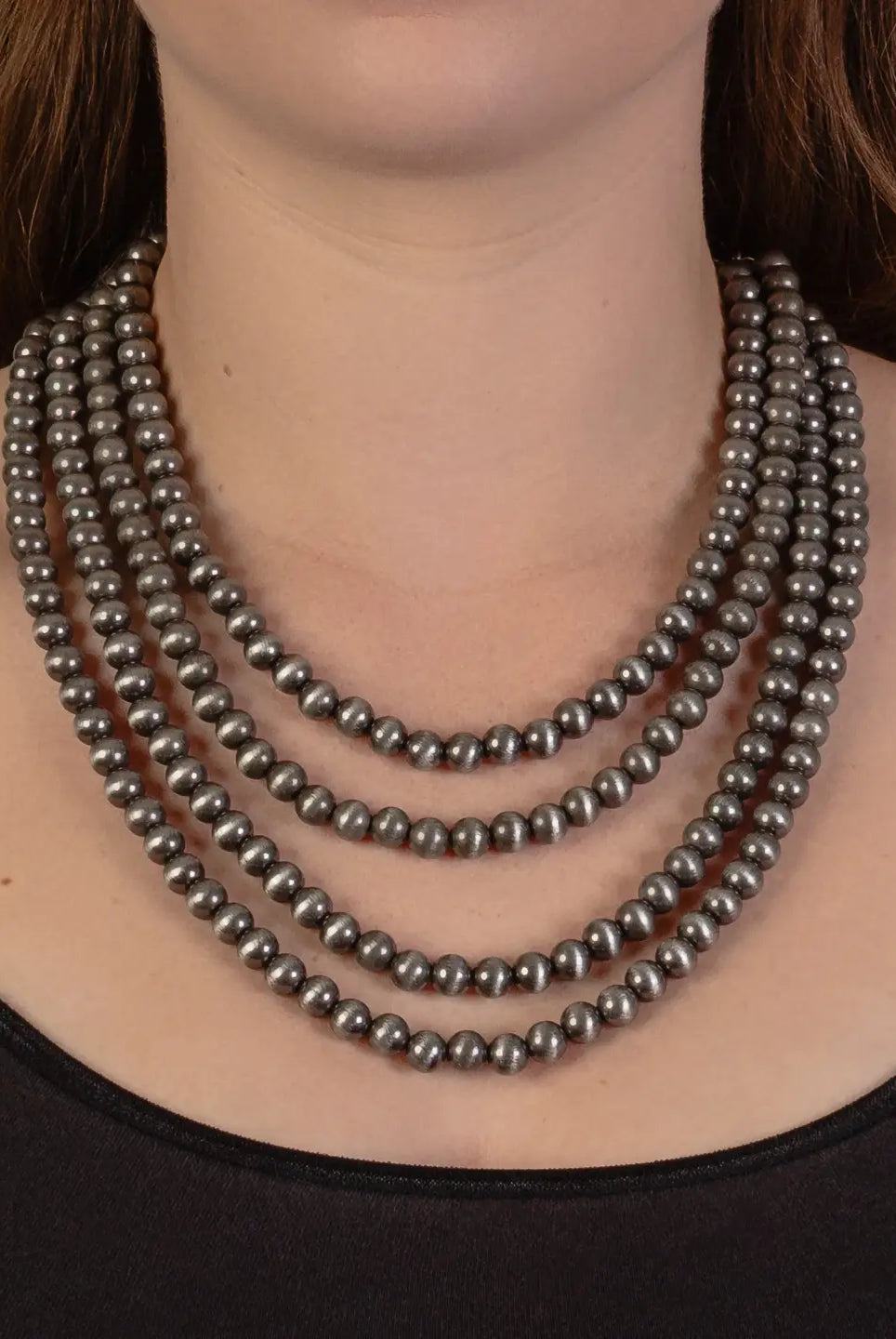 🌟 4-Strand Layered Pearl Bead Necklace — Silver or Copper-Necklaces-Stuffology Boutique-Stuffology - Where Vintage Meets Modern, A Boutique for Real Women in Crosbyton, TX
