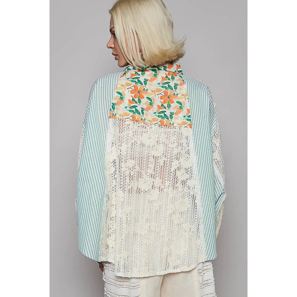 POL Clothing Button Up Balloon Sleeve Oversized Top-TOP-Stuffology Boutique -Stuffology - Where Vintage Meets Modern, A Boutique for Real Women in Crosbyton, TX