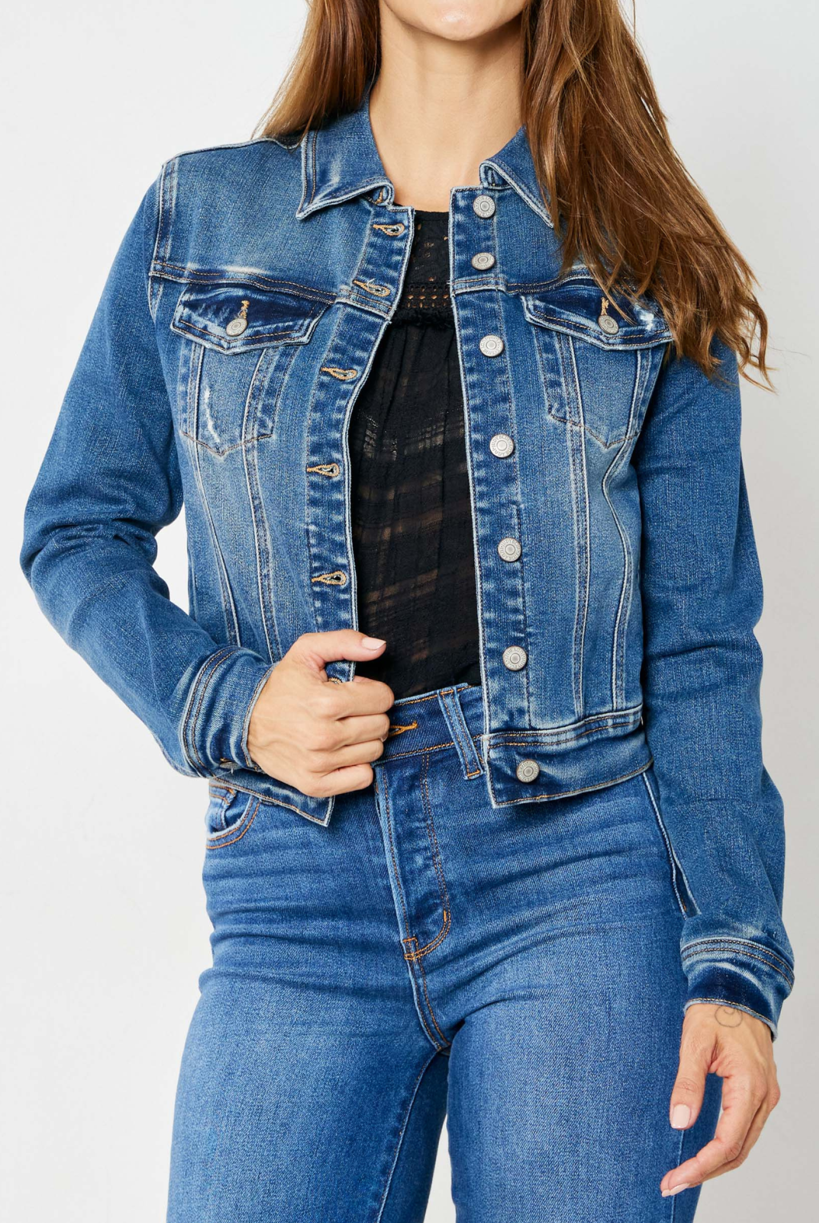 Judy Blue Denim Classic Destroy Jacket-Jackets-Judy Blue-Stuffology - Where Vintage Meets Modern, A Boutique for Real Women in Crosbyton, TX