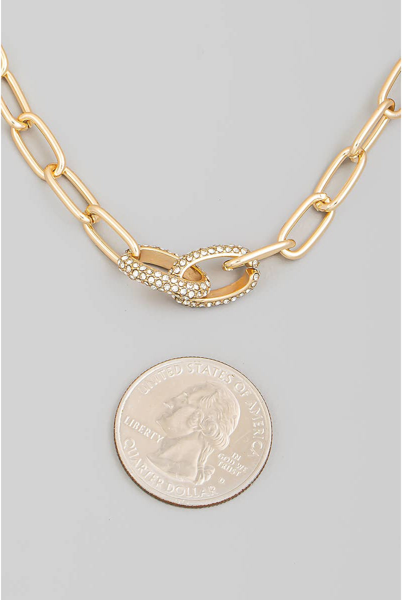 Gold Pave Chain Link Necklace | Stuffology Boutique-Necklaces-The Looks by Fame Accessories-Stuffology - Where Vintage Meets Modern, A Boutique for Real Women in Crosbyton, TX