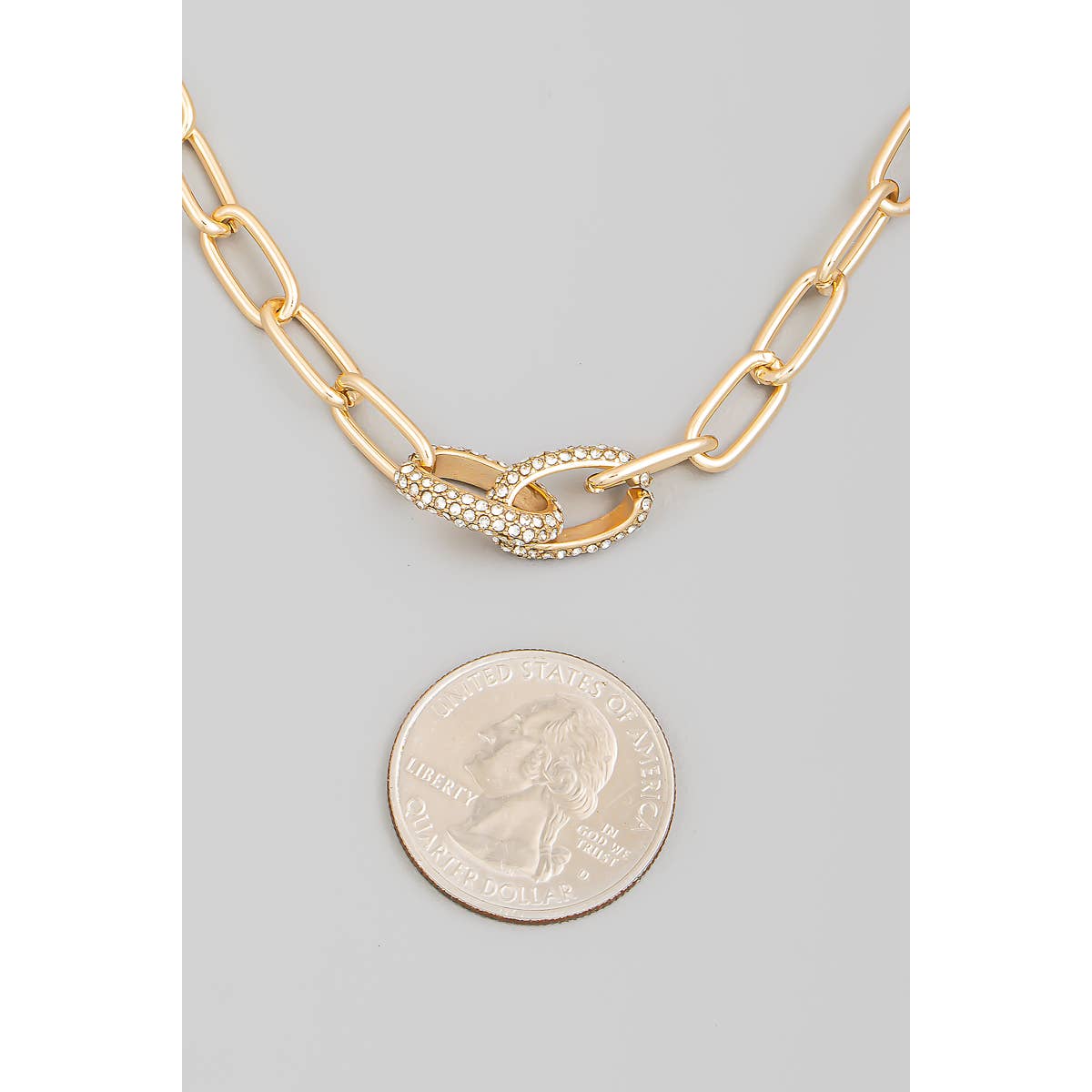 Gold Pave Chain Link Necklace | Stuffology Boutique-Necklaces-The Looks by Fame Accessories-Stuffology - Where Vintage Meets Modern, A Boutique for Real Women in Crosbyton, TX