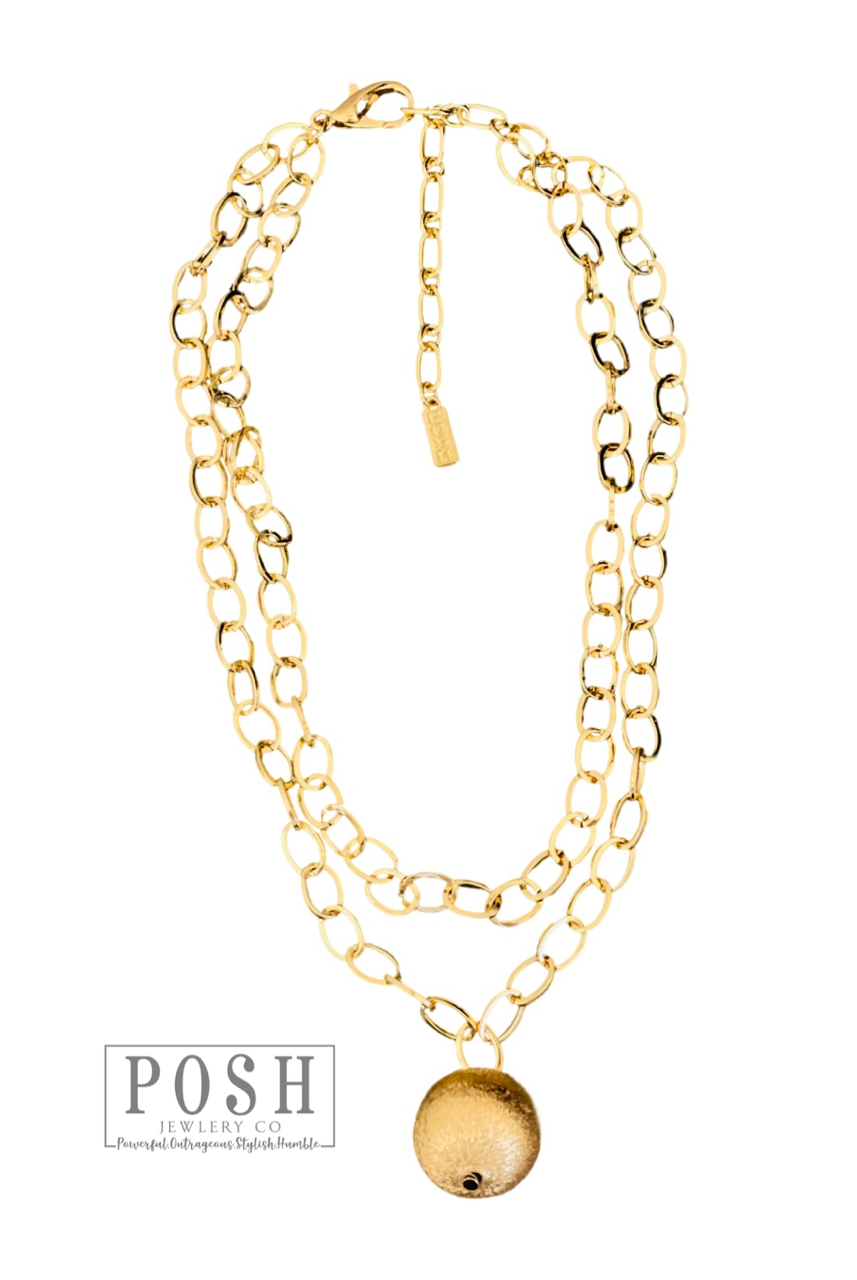 Double strand necklace with ball pendant-Necklaces-Pink Panache Brands-Stuffology - Where Vintage Meets Modern, A Boutique for Real Women in Crosbyton, TX