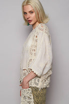 POL Clothing Round Neck Short Sleeve Floral Embroidery Top-TOP-Pol Clothing-Stuffology - Where Vintage Meets Modern, A Boutique for Real Women in Crosbyton, TX