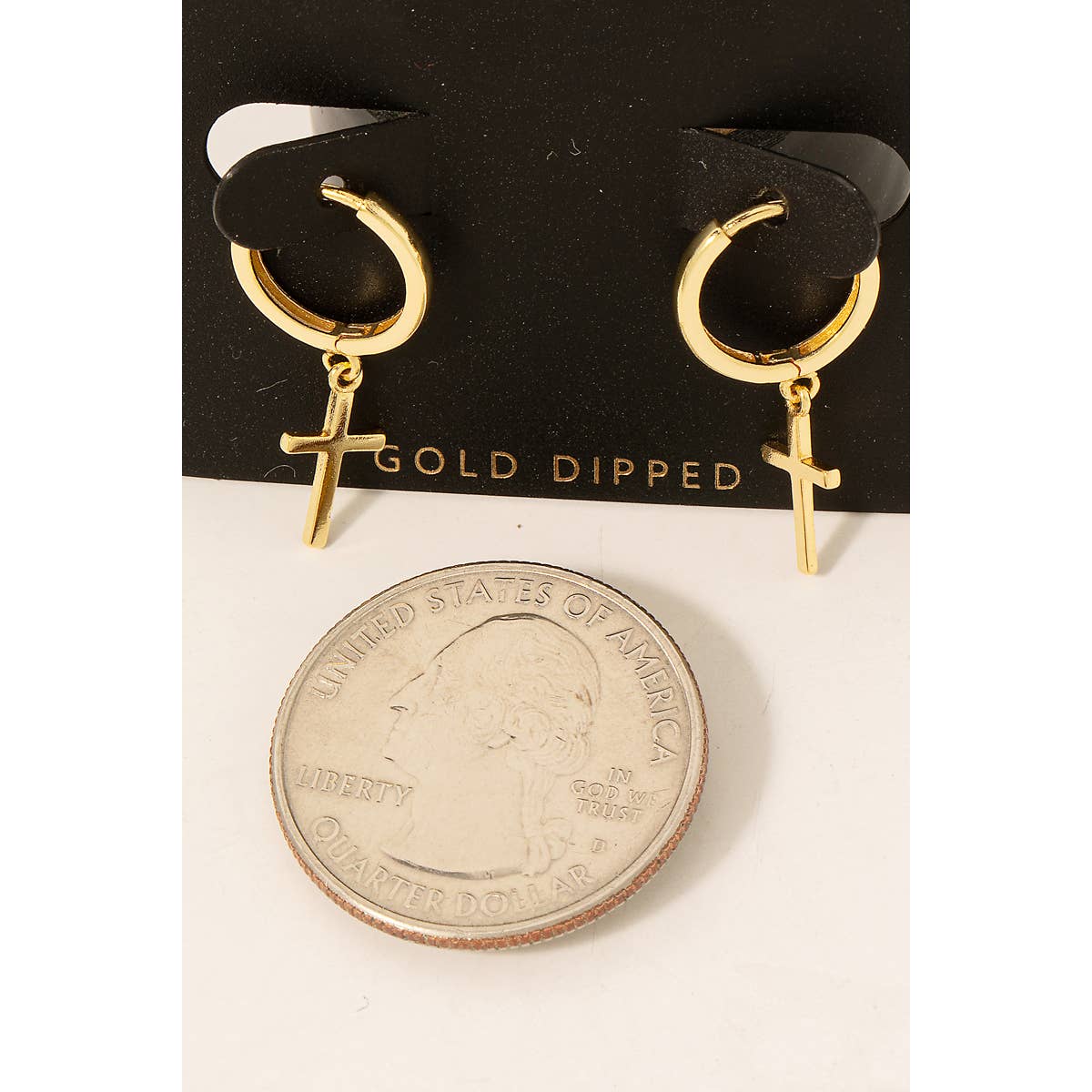 Gold Dipped Cross Charm Hoop Earrings/Stuffology Boutique-Earrings-Fame Accessories-Stuffology - Where Vintage Meets Modern, A Boutique for Real Women in Crosbyton, TX