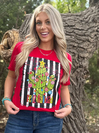 Feliz Navidad Tee-Graphic Tees-Texas True Threads-Stuffology - Where Vintage Meets Modern, A Boutique for Real Women in Crosbyton, TX