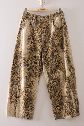 High-Rise Leopard Print Barrel Leg Pants-Pants-VERY J-Stuffology - Where Vintage Meets Modern, A Boutique for Real Women in Crosbyton, TX