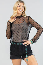 BLACK POLKA DOT SHEER MESH TOP-MESH TOP-Avery-Stuffology - Where Vintage Meets Modern, A Boutique for Real Women in Crosbyton, TX