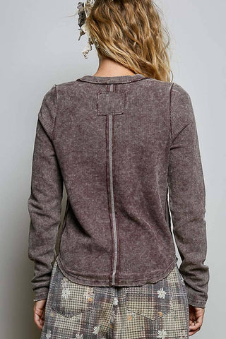 Studded Peace Sign Long Sleeve Thermal Top-Tops-Pol Clothing-Stuffology - Where Vintage Meets Modern, A Boutique for Real Women in Crosbyton, TX