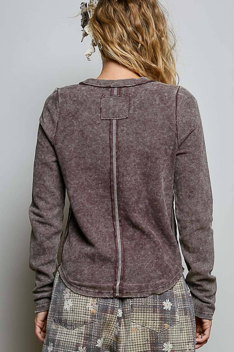 Studded Peace Sign Long Sleeve Thermal Top-Tops-Pol Clothing-Stuffology - Where Vintage Meets Modern, A Boutique for Real Women in Crosbyton, TX