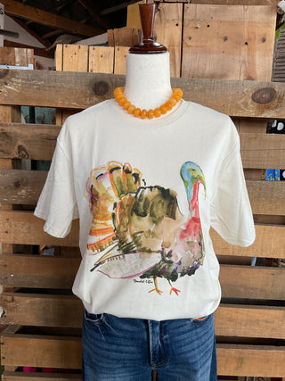 Watercolor Turkey Graphic Tee-Graphic Tees-Branded Cotton-Stuffology - Where Vintage Meets Modern, A Boutique for Real Women in Crosbyton, TX