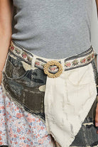 POL Clothing Beaded Cycle Striped Floral Pattern Belt-BELT-Pol Clothing-Stuffology - Where Vintage Meets Modern, A Boutique for Real Women in Crosbyton, TX