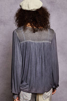 Long Sleeve Contrast Floral Lace Crochet V-Neck Top-Pol Clothing-Stuffology - Where Vintage Meets Modern, A Boutique for Real Women in Crosbyton, TX