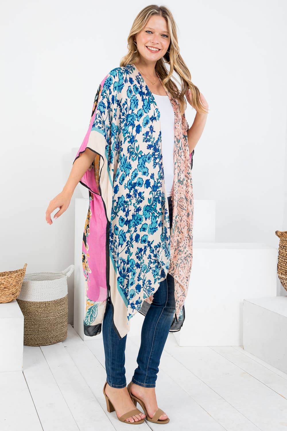 BOHEMIAN FLORAL PATCH PRINT KIMONO-LA Soul-Stuffology - Where Vintage Meets Modern, A Boutique for Real Women in Crosbyton, TX