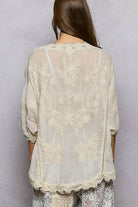 POL Clothing V-neck Short Sleeve Floral Embroidered Crochet Blouse Top-Crochet Top-Pol Clothing-Stuffology - Where Vintage Meets Modern, A Boutique for Real Women in Crosbyton, TX