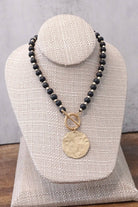 Wooden Beads Short Coin Toggle Necklace in Black and Gold-PennyLine inc-Stuffology - Where Vintage Meets Modern, A Boutique for Real Women in Crosbyton, TX