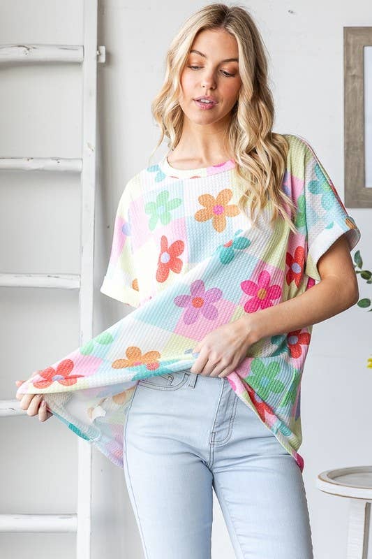 SHORT SLEEVE FLORAL PRINT TOP-Oversized Top-HEIMISH-Stuffology - Where Vintage Meets Modern, A Boutique for Real Women in Crosbyton, TX