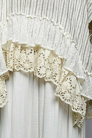 Eyelet Lace Ruffle Stripe Pattern Cardigan Top-Cardigan-Pol Clothing-Stuffology - Where Vintage Meets Modern, A Boutique for Real Women in Crosbyton, TX