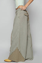 POL Clothing Olive Multi Contrast Panel Detail Print Woven Pants-Pants-Pol Clothing-Stuffology - Where Vintage Meets Modern, A Boutique for Real Women in Crosbyton, TX