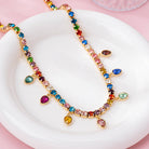 Multicolor Glass Crystal Tennis Teardrop Necklace | 80N92890-Necklaces-JOSSLYN by wall to wall-Stuffology - Where Vintage Meets Modern, A Boutique for Real Women in Crosbyton, TX