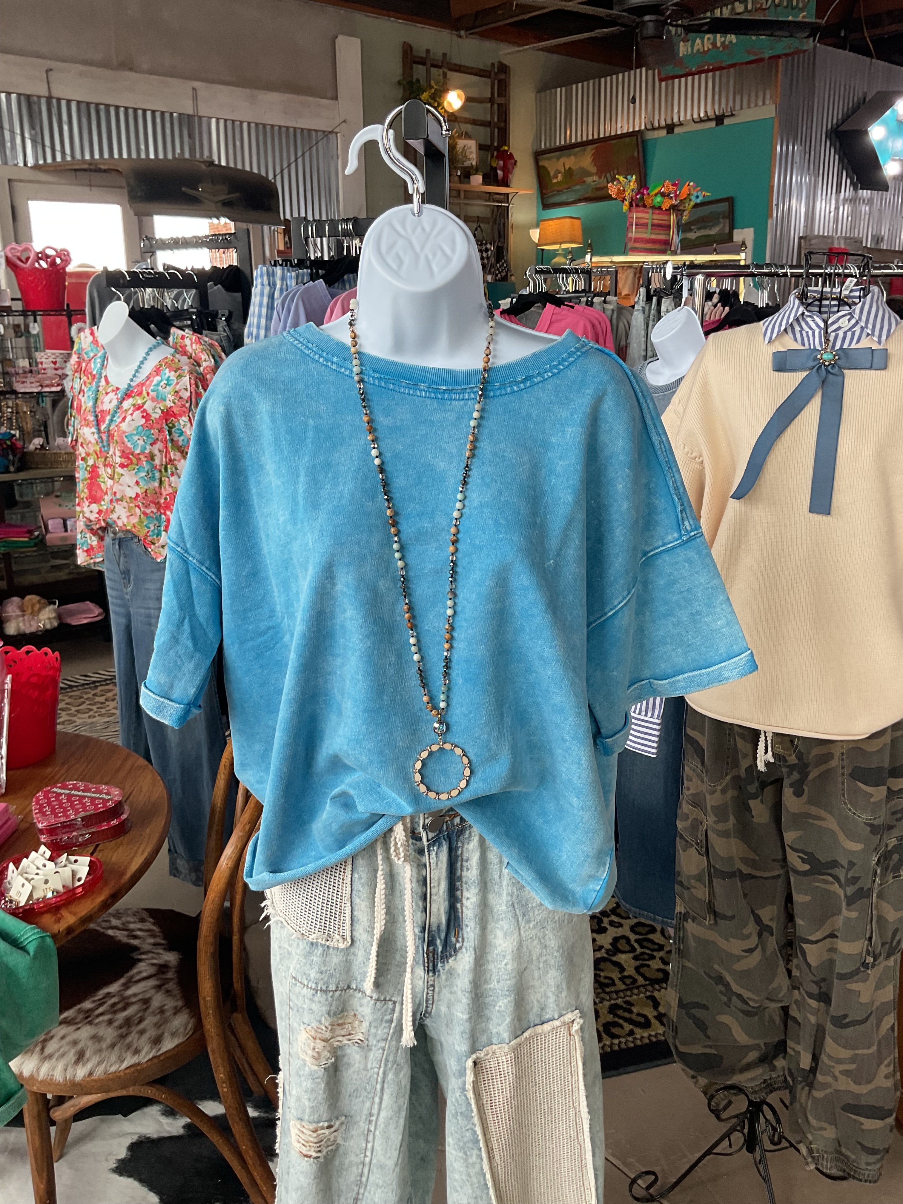 Acid Wash French Terry Top-TOP-ZENANA-Stuffology - Where Vintage Meets Modern, A Boutique for Real Women in Crosbyton, TX