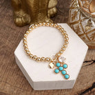 Golden Keepsakes – Charm Cluster Stretch Bracelet with Beads & Stones-Bracelets-PennyLine inc-Stuffology - Where Vintage Meets Modern, A Boutique for Real Women in Crosbyton, TX
