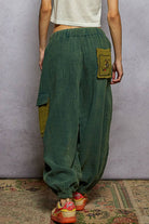 POL Clothing Double gauze floral embroidery accents patch detail pants-pants-Pol Clothing-Stuffology - Where Vintage Meets Modern, A Boutique for Real Women in Crosbyton, TX