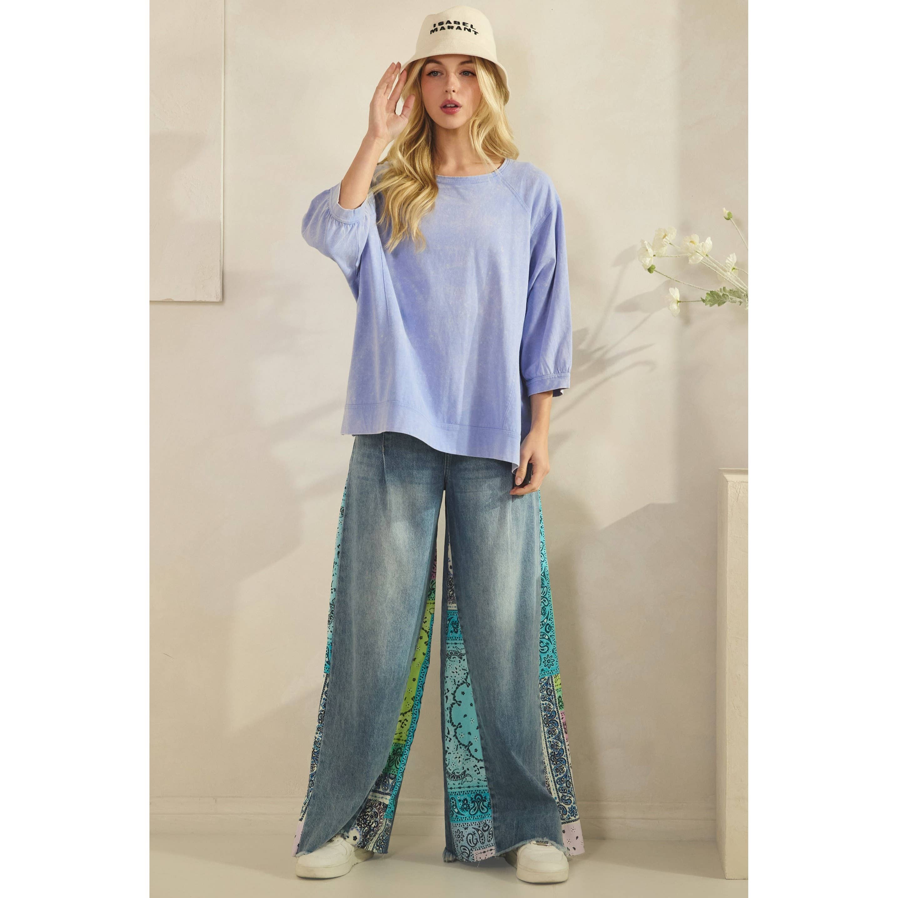 MINERAL WASH OVERSIZE PUFF-SLEEVE PULLOVER TEE-TOP-Sage + Fig-Stuffology - Where Vintage Meets Modern, A Boutique for Real Women in Crosbyton, TX