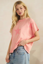 FADED STAR-PRINT OVERSZED TOP-Tees-Sage + Fig-Stuffology - Where Vintage Meets Modern, A Boutique for Real Women in Crosbyton, TX
