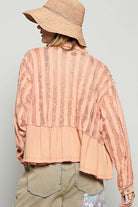 Oversize button down lace pattern casual shacket top-Pol Clothing-Stuffology - Where Vintage Meets Modern, A Boutique for Real Women in Crosbyton, TX