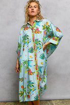 Short Sleeve Floral Printed Maxi Length Button Down Dress-Pol Clothing-Stuffology - Where Vintage Meets Modern, A Boutique for Real Women in Crosbyton, TX