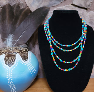 Native American made Turquoise, glass bead necklace-Horse Spirit Studio-Stuffology - Where Vintage Meets Modern, A Boutique for Real Women in Crosbyton, TX