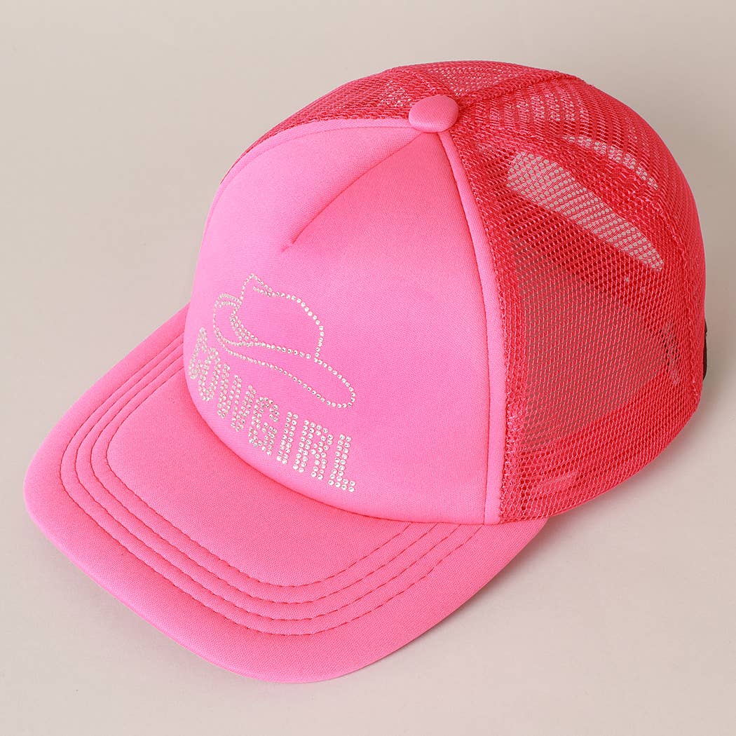 COWGIRL Rhinestone Trucker Cap | Stuffology Boutique-Hats-Fashion City-Stuffology - Where Vintage Meets Modern, A Boutique for Real Women in Crosbyton, TX