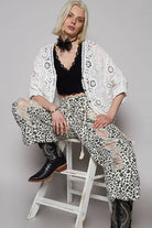 V-neck crochet woven roomy fit cardigan top-Gauze Cardigan-Pol Clothing-Stuffology - Where Vintage Meets Modern, A Boutique for Real Women in Crosbyton, TX