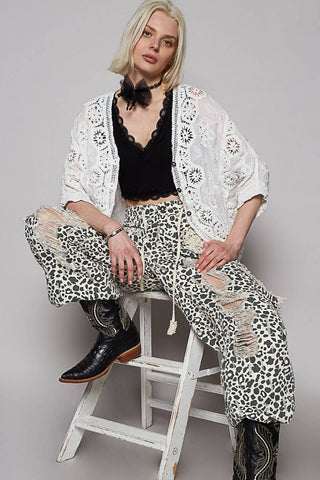 V-neck crochet woven roomy fit cardigan top-Gauze Cardigan-Pol Clothing-Stuffology - Where Vintage Meets Modern, A Boutique for Real Women in Crosbyton, TX