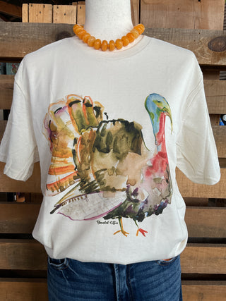 Watercolor Turkey Graphic Tee-Graphic Tees-Branded Cotton-Stuffology - Where Vintage Meets Modern, A Boutique for Real Women in Crosbyton, TX