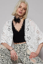 V-neck crochet woven roomy fit cardigan top-Gauze Cardigan-Pol Clothing-Stuffology - Where Vintage Meets Modern, A Boutique for Real Women in Crosbyton, TX