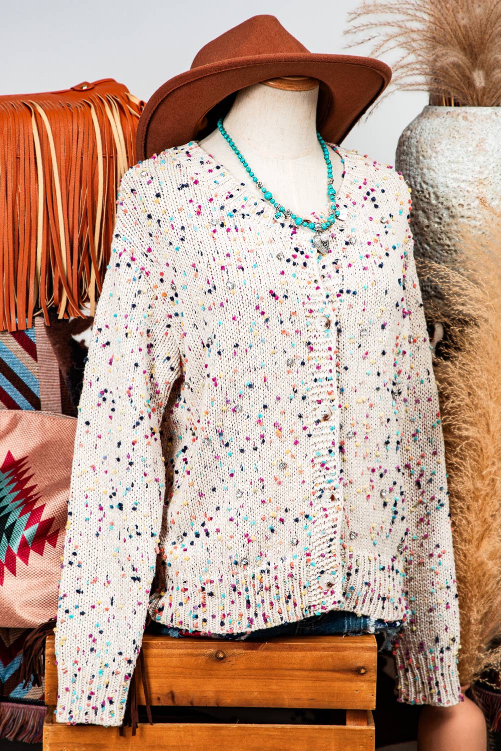 Fashion-W Multicolor Confetti Sweater Cardigan*Pack-fashionworks-Stuffology - Where Vintage Meets Modern, A Boutique for Real Women in Crosbyton, TX