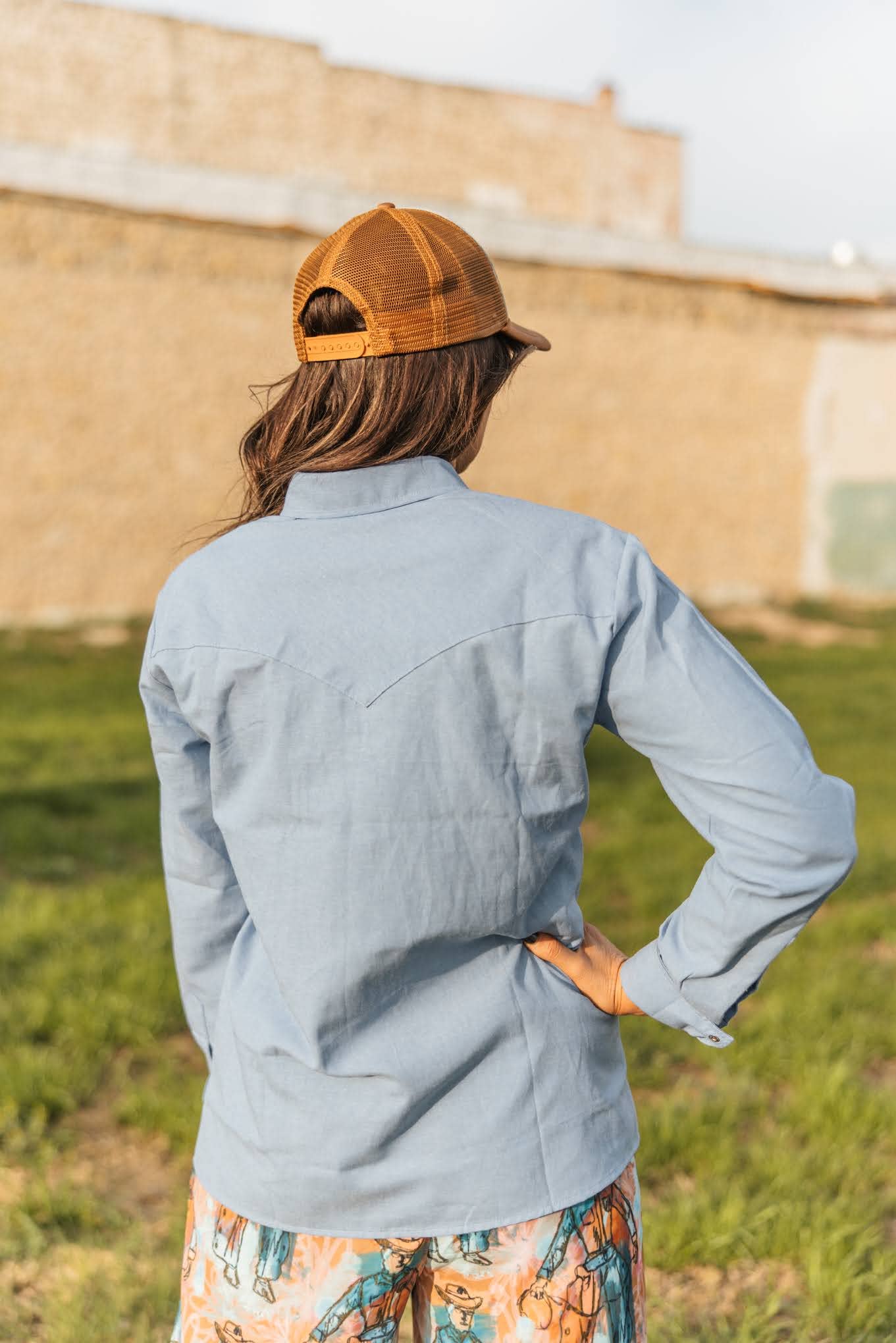 LIGHT DENIM CHAMBRAY SHIRT-Shirt / Jacket-Turquoise Haven-Stuffology - Where Vintage Meets Modern, A Boutique for Real Women in Crosbyton, TX