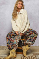 Collar neck double gauze crochet patch solid sweater top - POL Clothing-Sweaters-Pol Clothing-Stuffology - Where Vintage Meets Modern, A Boutique for Real Women in Crosbyton, TX