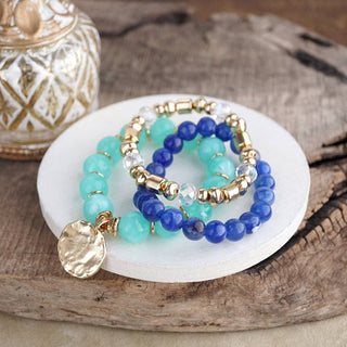 Gilded Sorbet Stack – Set of 3 Stretchy Beaded Summer Bracelets-Bracelets-PennyLine inc-Stuffology - Where Vintage Meets Modern, A Boutique for Real Women in Crosbyton, TX