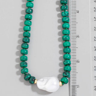 Turquoise Rondelle & Baroque Pearl Beaded Necklace-Anarchy Street-Stuffology - Where Vintage Meets Modern, A Boutique for Real Women in Crosbyton, TX